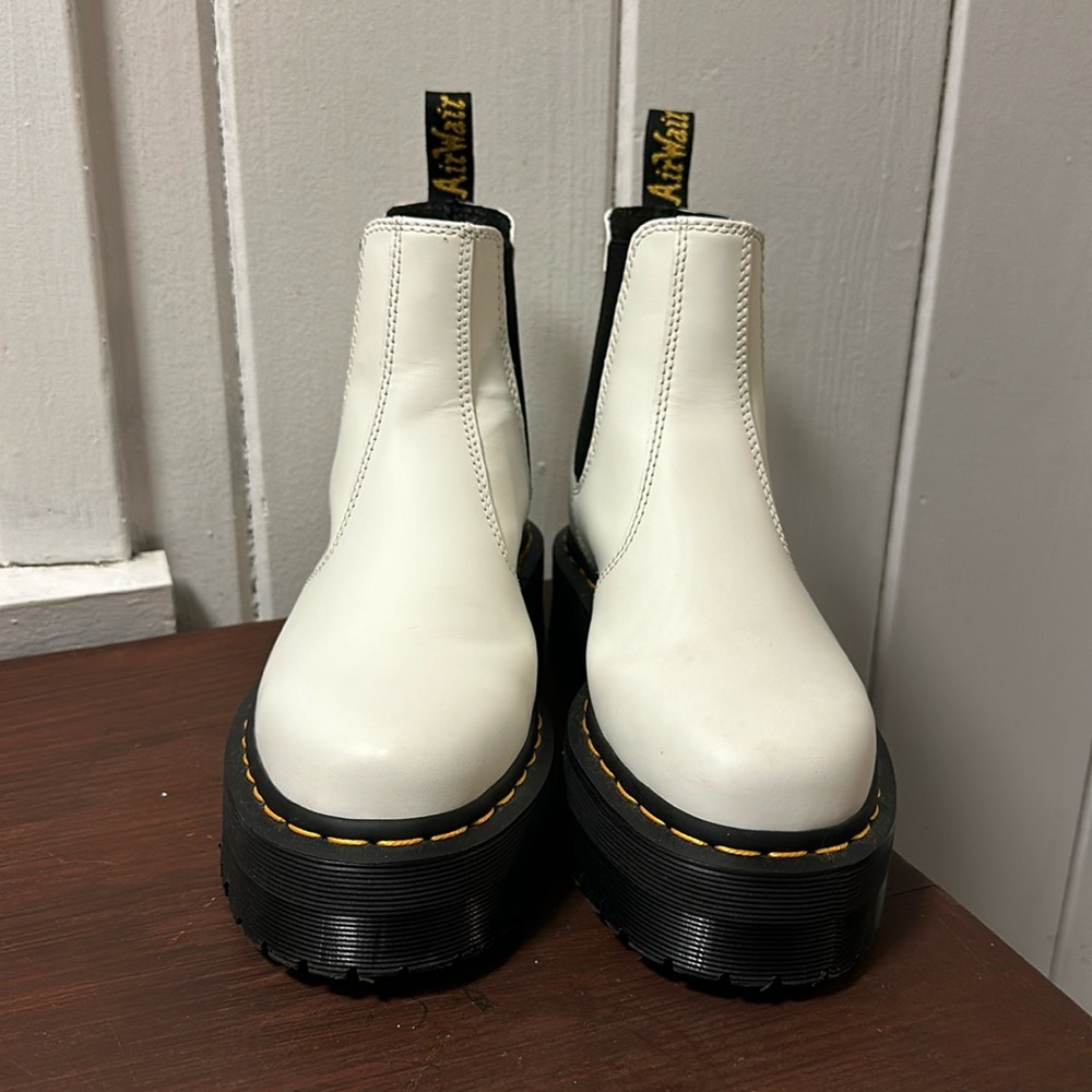 Dr. Martens - White Platform Chelsea Boots